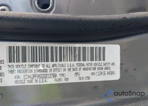 2013 Jeep Patriot Latitude from USA, damaged, VIN 1C4NJPFA5DD213780